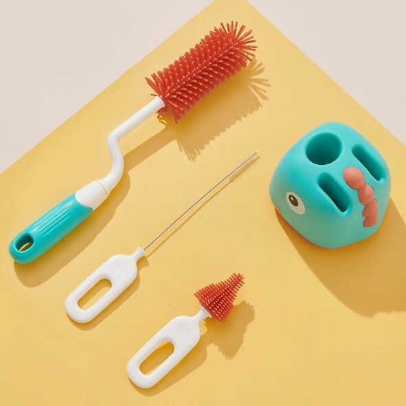 3-Piece 360 Degree Silicone Brush Rotation Baby Bottle Cleaning Brush Set